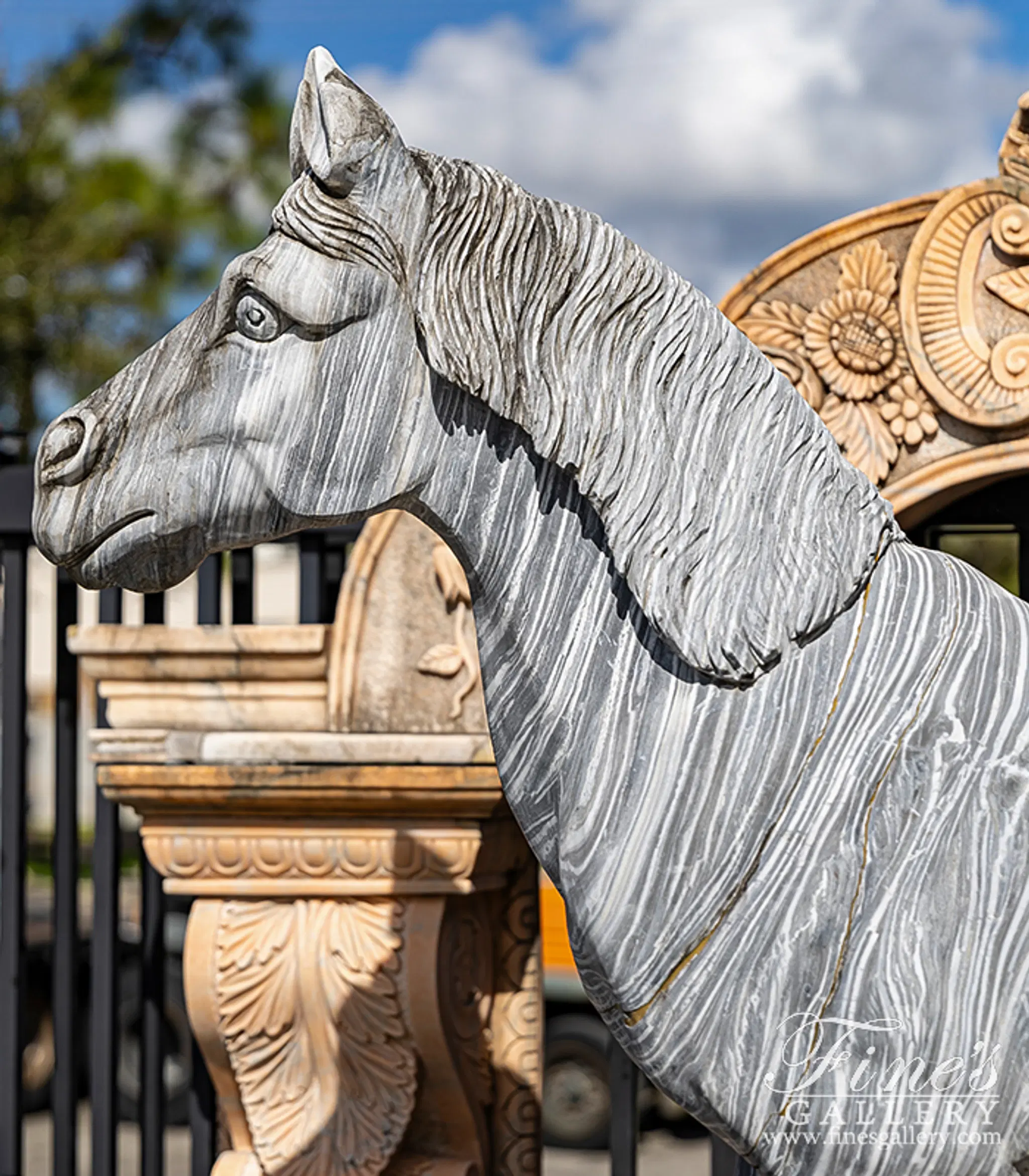 Marble Statues - Marble Horse - MS-308 - Fine's Gallery, LLC.
